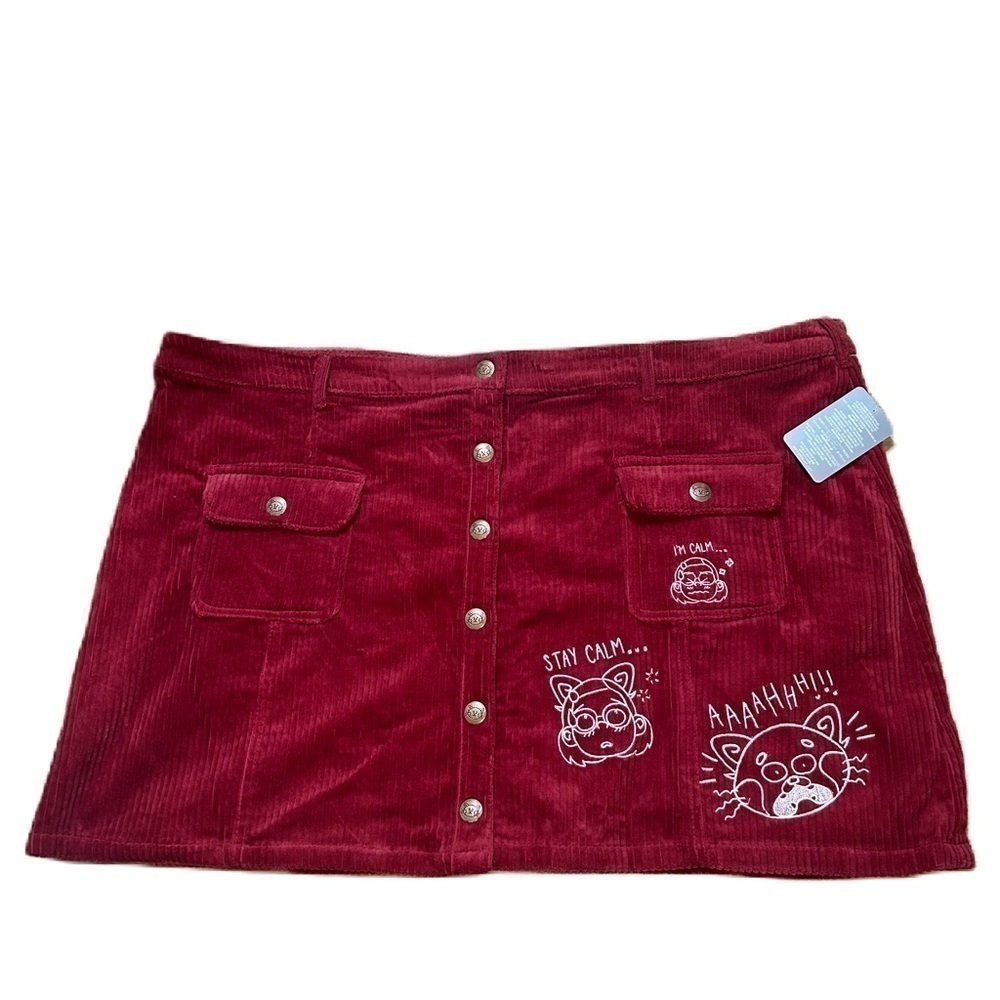 Disney Red Corduroy Button Down Skirt NWT 2X Women’s Panda